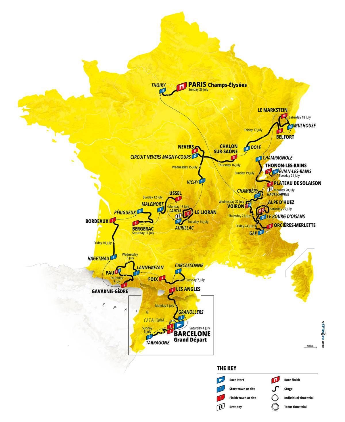 Official Tour de France 2026 route map