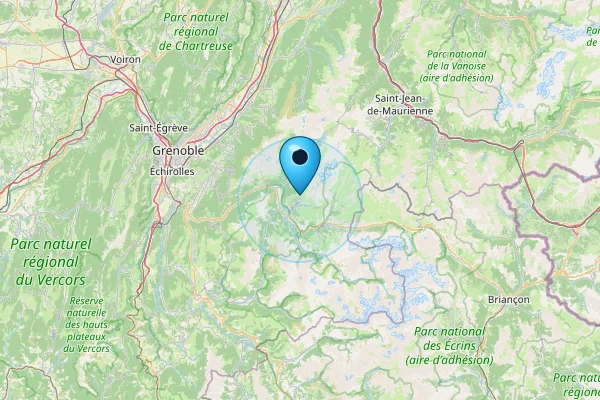 Map showing Alpe D'Huez in French Alps, France