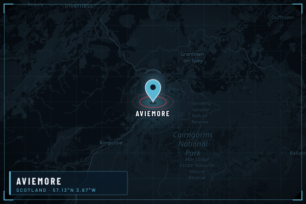 Map showing Aviemore in Cairngorms, Scotland