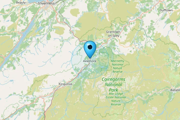 Map showing Aviemore in Cairngorms, Scotland