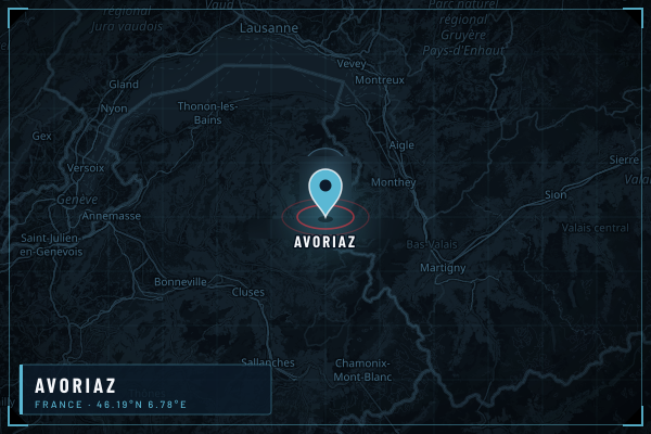 Map showing Avoriaz in French Alps, France