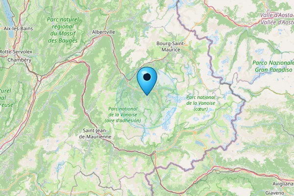 Map showing Courchevel in French Alps, France