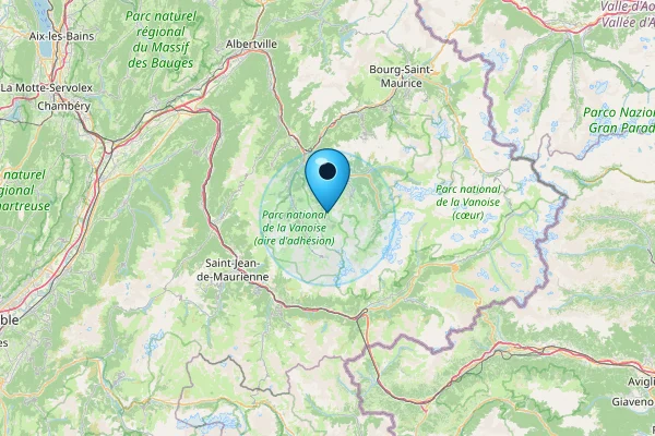 Map showing Les Trois Vallées in French Alps, France