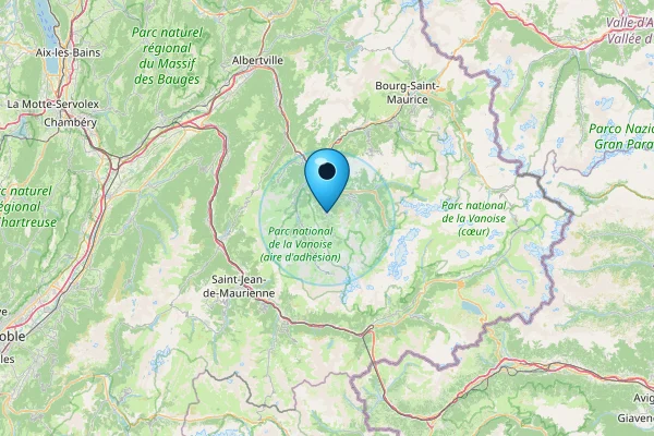 Map showing Meribel in French Alps, France