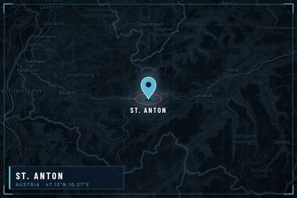 Map showing St. Anton in Arlberg, Tyrol, Austria