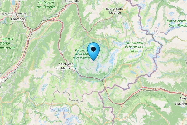 Map showing Val Thorens in French Alps, France