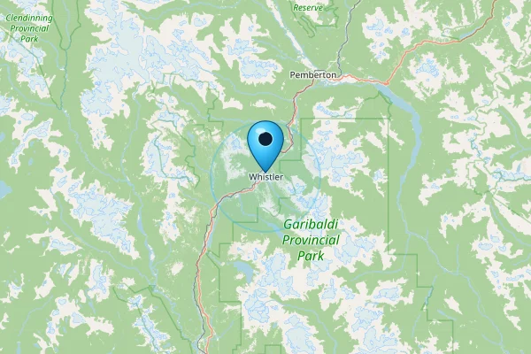 Map showing Whistler in British Columbia, Canada